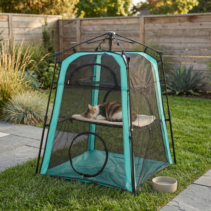 Tente pour Chat, Tente Portable a 3 Niveaux pour Utilisation Interieure et Exterieure
