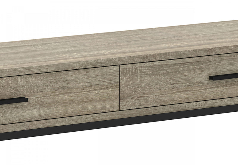 Console moderne de 48 po avec 2 tiroirs - taupe foncé avec métal noir
