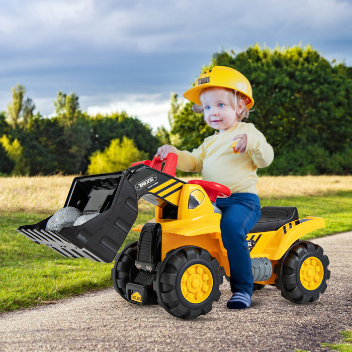 Costway Tracteur A Pedales A Monter Pour Enfant Vehicule Tracteur Excavatrice Trotteur Trotteur D'equilibre Vocal De Quatre Pneus Pour Enfant Jaune