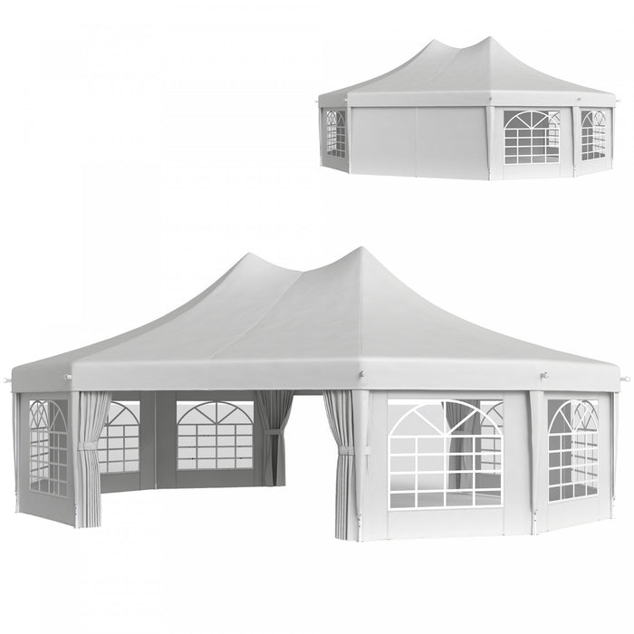 Outsuuny Gazebo de fete octangnal de 29,2 pieds de haut, blanc