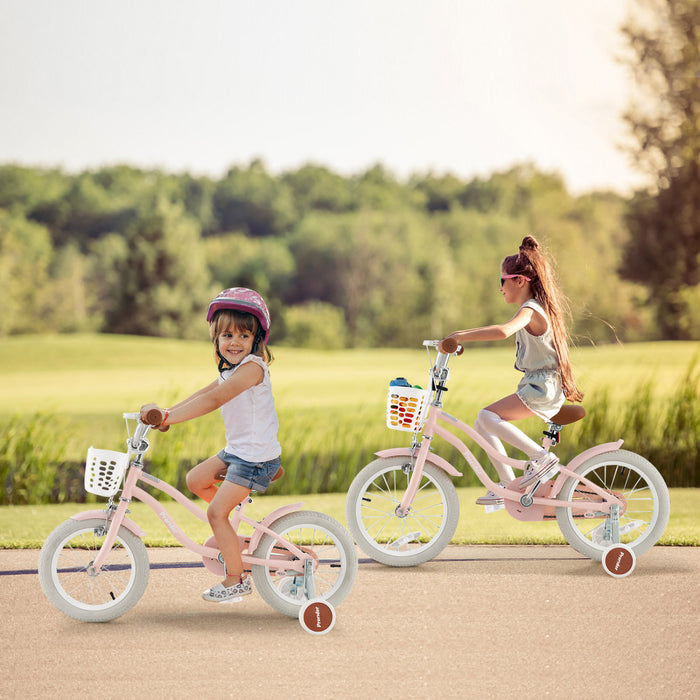 Velo Costway 14\" Pour Enfants Avec Roues D'entrainement Amovibles Et Panier Pour 3-5 Ans