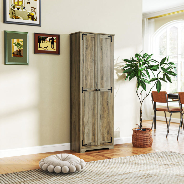 HOMCOM Armoire de garde-manger de 67 po, armoire de rangement, gris vieilli
