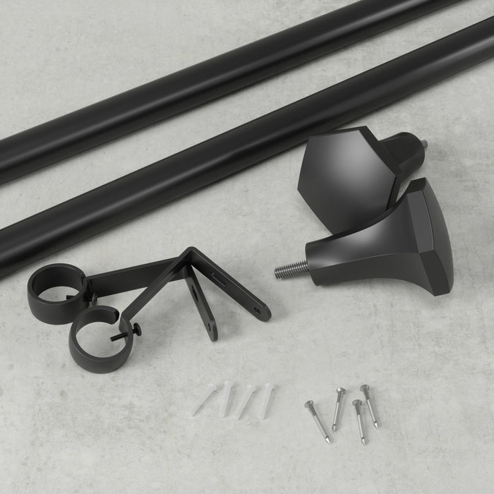  Tringle à rideaux extensible Sita de Umbra noir mat de 1 po - 36 po à 72 po