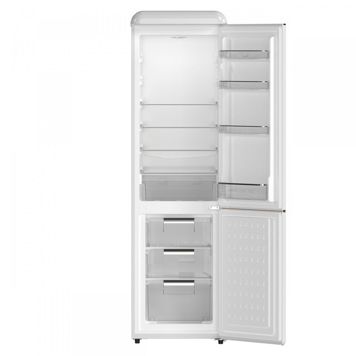 Refrigerateur Storico de 22 po de style retro avec congelateur inferieur, blanc, 9 pi³ – FFFFD1745-22WHT