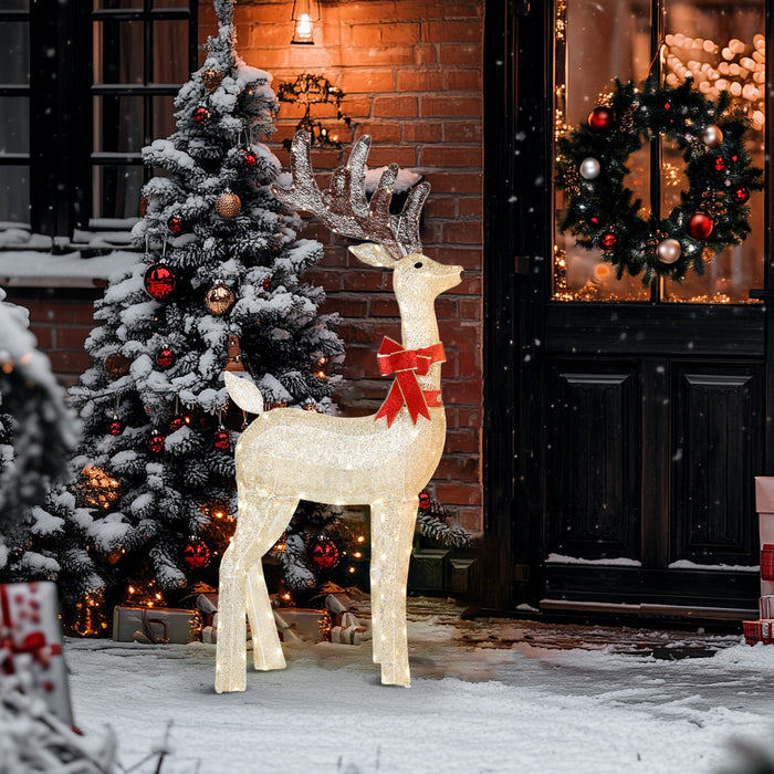 Outsunny Cerf de Noel illumine de 4.4pi, cerf illumine avec tete rotative