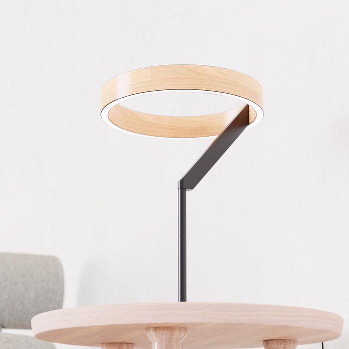 Lampe de table à DEL de 18 po noir mat de conception inclinée