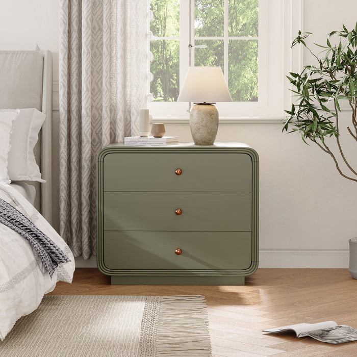 Sophia Table de Nuit Moderne avec Rangement et Tiroir, Vert Olive