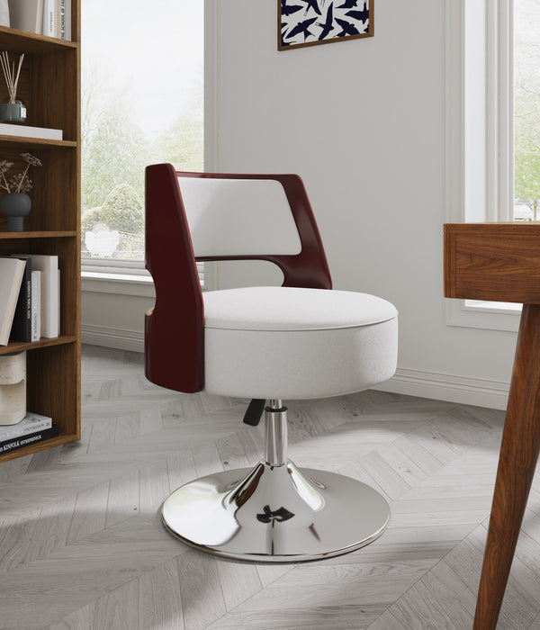 Fauteuil pivotant moderne de salon en cuir vegetalien blanc - Lot de 2
