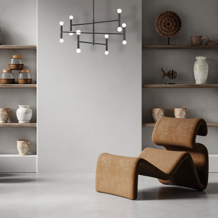 Lustre moyen Ava de Dainolite avec fini noir mat et 12 ampoules