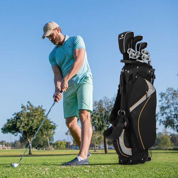 Support De Golf Costway, Sac Pour 8 Clubs De Golf, Organiseur De Transport Separateur, Poches De Rangement, Noir
