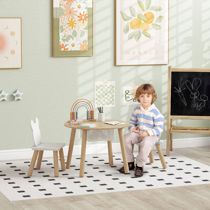 Qaba Ensemble Table Et Chaises Pour Enfants 3 Pcs, Chaises En Forme D'ours