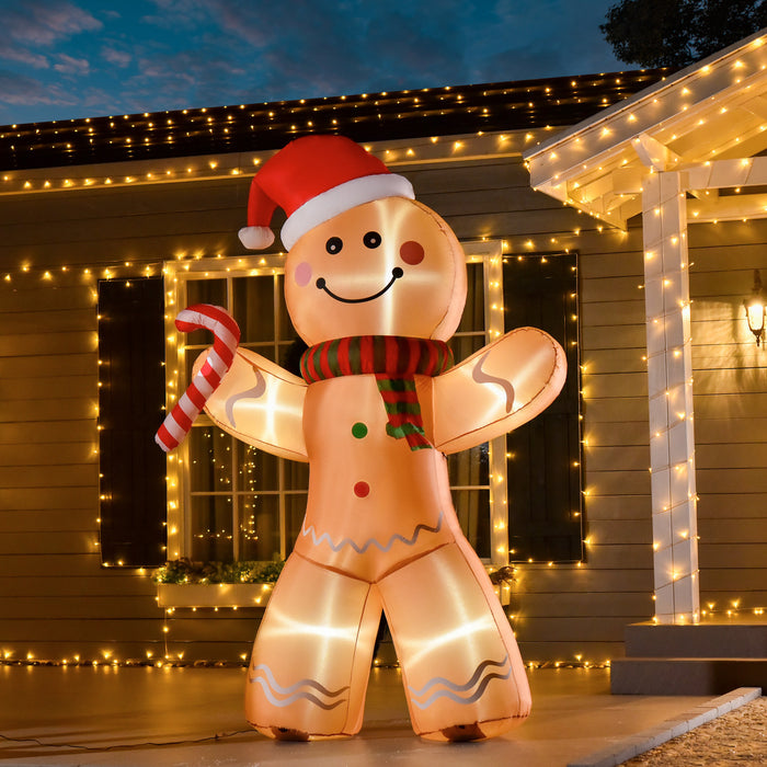 HOMCOM Bonhomme en pain d'epices gonflable de 8pi, decoration d'exterieur