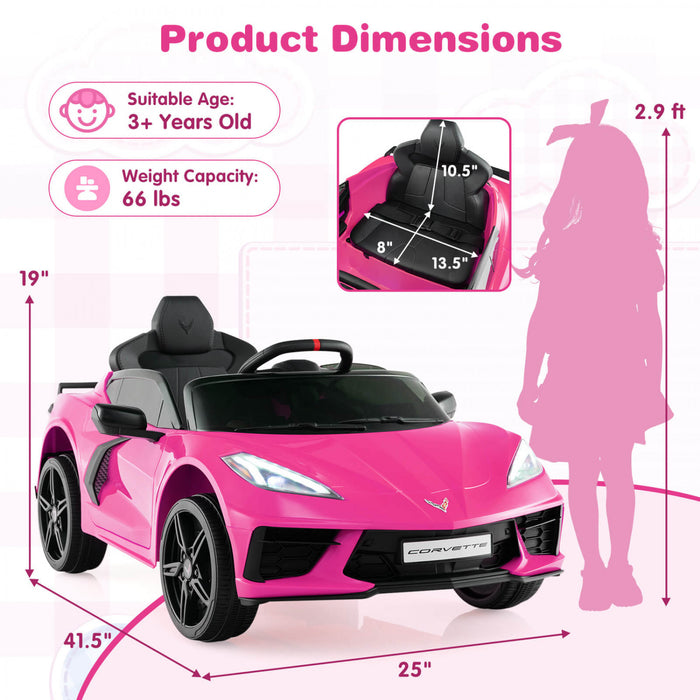 Costway 12v Electrique Enfants Rouler Sur La Voiture Avec Telecommande Sans Fil Connexion Lumieres Rose