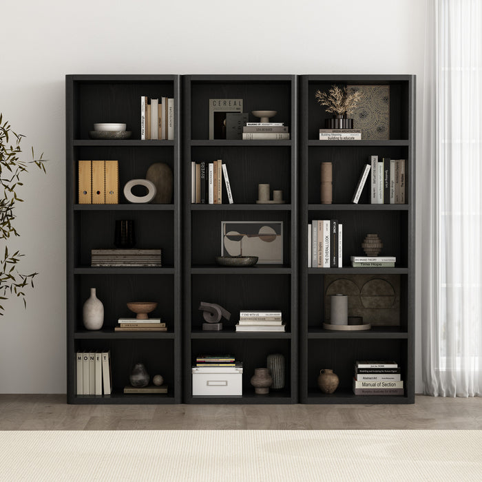 Bibliotheque ouverte moderne Rivington 28\" en noir - Ensemble de 3