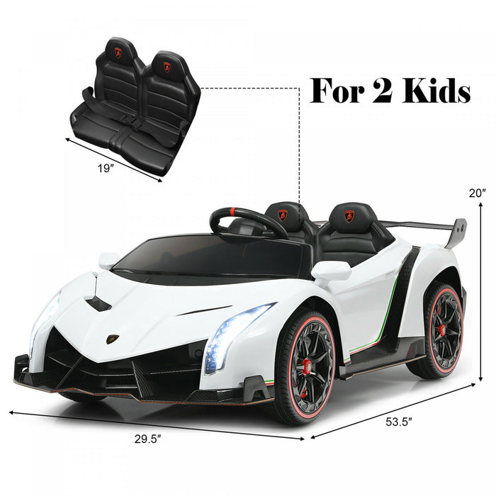 Costway 12v 2-siege Lamborghini Enfants Sous Licence Rouler Sur La Voiture W / Rc & Swing Fonction Blanche
