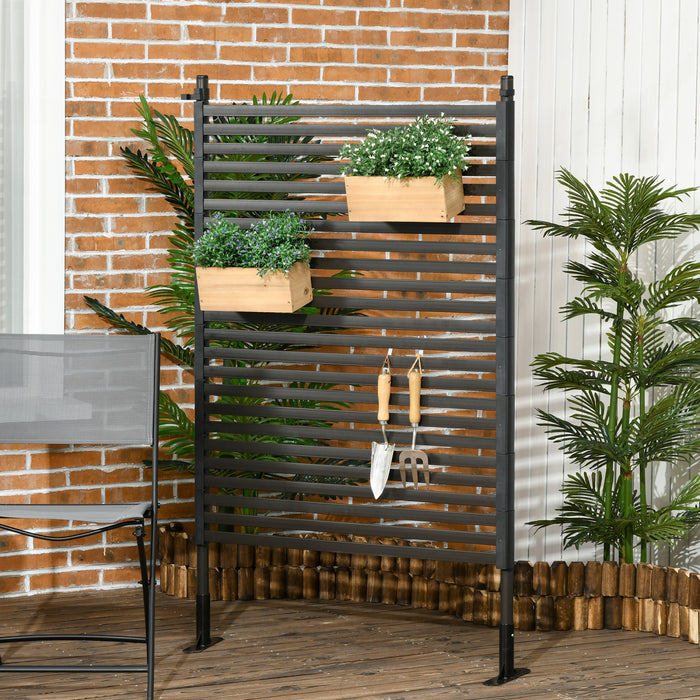 Outsunny Cloture de jardin en metal 5pi avec pieds Marron