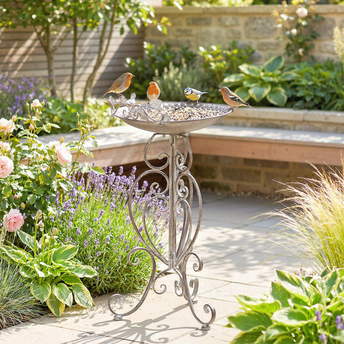 Outsunny Bain d'Oiseaux avec Statues d'Oiseaux, Bain d'Oiseaux Vintage pour Jardin, Brun