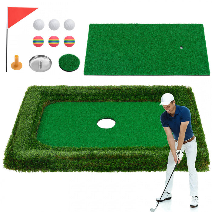 Costway Rectangulaire Flottant Golf Vert Pour La Piscine Comprend Le Tapis De Golf Frappant 6 Balles De Golf