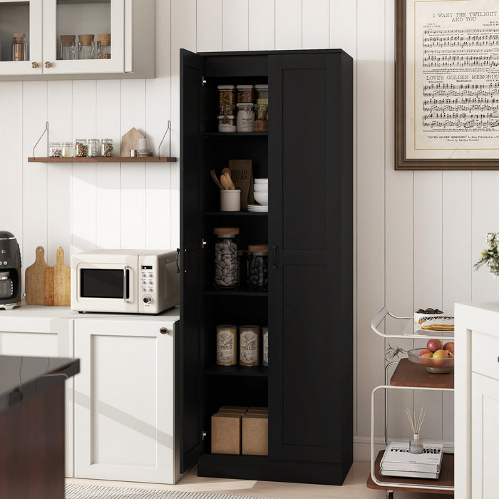 HOMCOM Armoire de rangement avec etageres, placard de garde-manger, noir