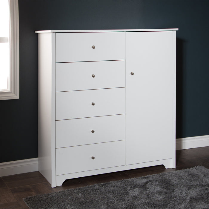 Vito Commode A Porte 5 Tiroirs - Blanc Solide
