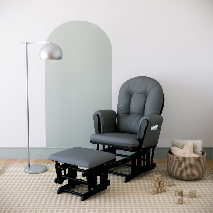 Storkcraft Hoop Fauteuil bercant et pouf - Noir avec gris