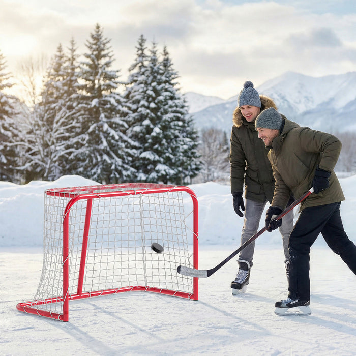 Soozier Mini But de Hockey 90 x 60 cm, Filet Facile a Installer avec Cadre en Metal