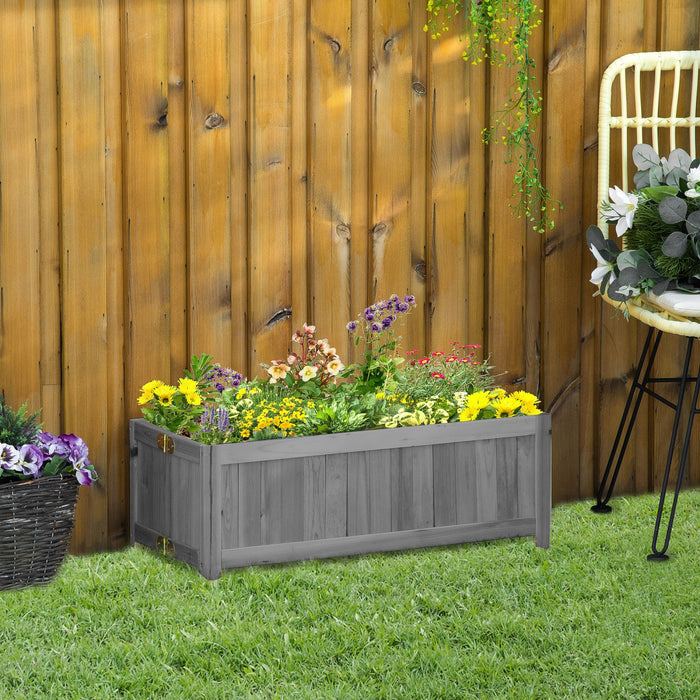 Outsunny 28\" X 12\" Pliable Lit De Jardin Sureleve, Boite A Plantes Surelevee, Lit De Plantation En Bois Pour L'arriere-cour, Le Patio Pour Cultiver Des Legumes, Des Herbes Et Des Fleurs, Gris.