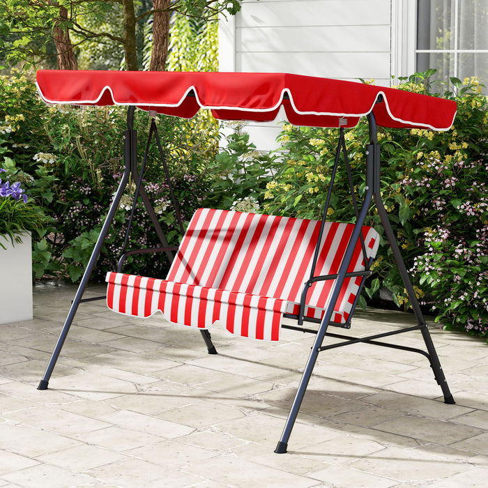 Outsunny Balancoire De Patio 3 Places Avec Auvent Reglable, Rouge