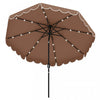 Costway 9.3 FT Solar Patio Umbrella Outdoor Market Sunshade with 24 LED Lights Ruffles Brown