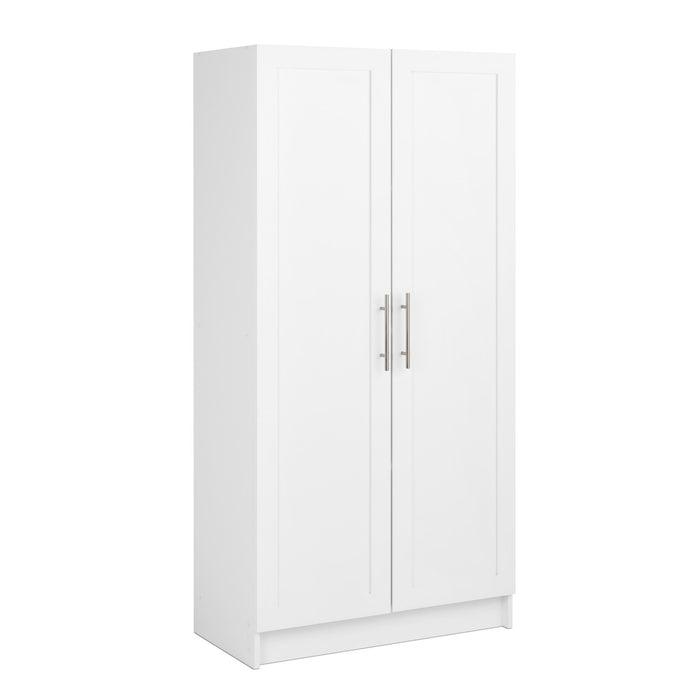 Armoire d’appoint de rangement Elite avec portes à panneaux et 3 tablettes - blanche