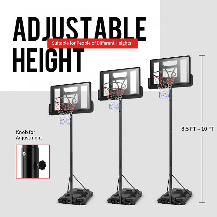 Base Et Panier De Basket-ball Portable Reglable En Hauteur Costway, Roues Arriere Incassables, 2 Filets