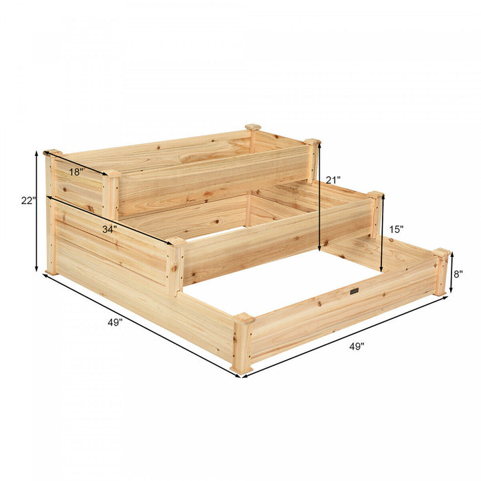 Costway – Potager Sureleve En Bois A 3 Etages Pour Jardinage Exterieur