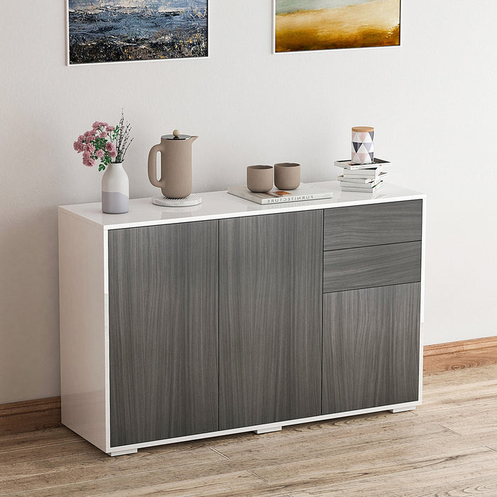 HOMCOM Buffet de cuisine avec tiroirs a ouverture par pression