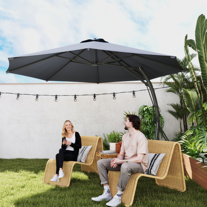 Outsunny Parasol De Terrasse De 11 Pieds Avec Rotation A 360° Upf50+
