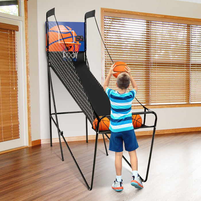Jeu D'arcade De Basket-ball Pliable Costway, Avec Compteur Electronique, Filets Lateraux, 3 Ballons De Basket, 1 Pompe De Gonflage
