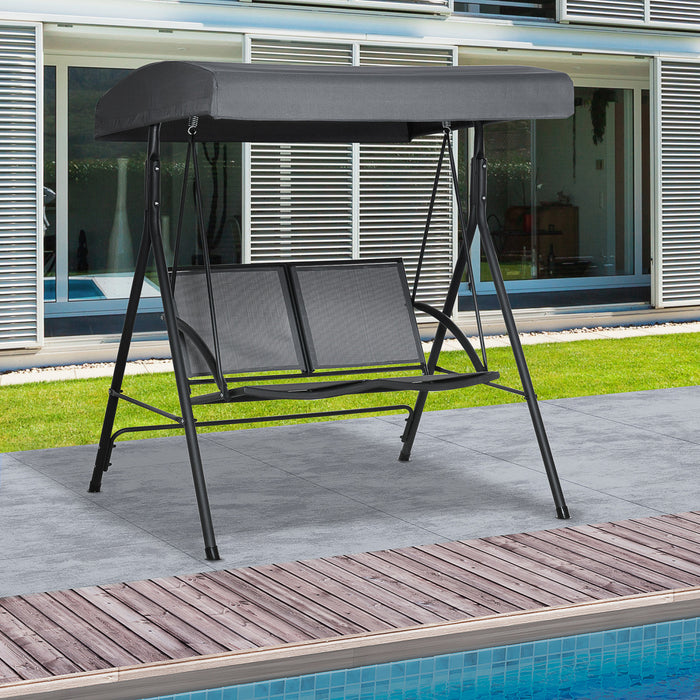 Outsunny Balancelle de Jardin 2 Places, Gris Fonce