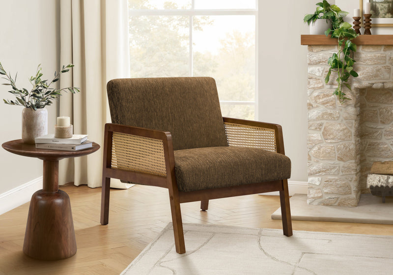 Monarch Specialties - Chaise D'Appoint, 30\"H, Rembourre, Salon, Chambre A Coucher, Marron, Bois Noyer Brun