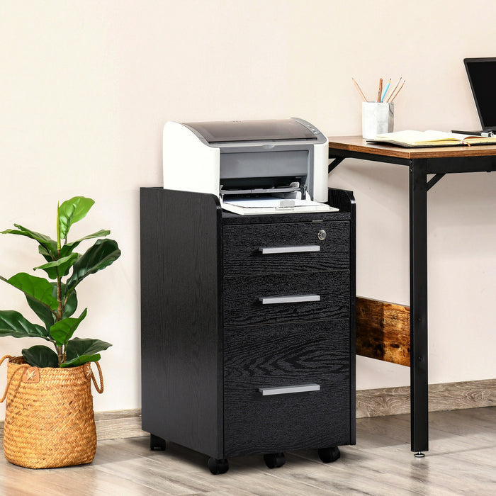 Homcom Classeur Mobile 3 Tiroirs Classeur De Bureau Noir