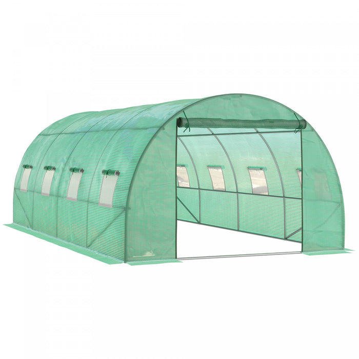 Outsunny Serre Tunnel De Plain-pied, Serre De 19 X 10 X 6,6 Pi, Vert