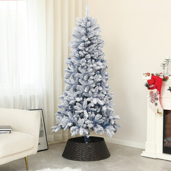 Homcom Arbre De Noel Artificiel De 6 Pi Avec Branches Floquees De Neige