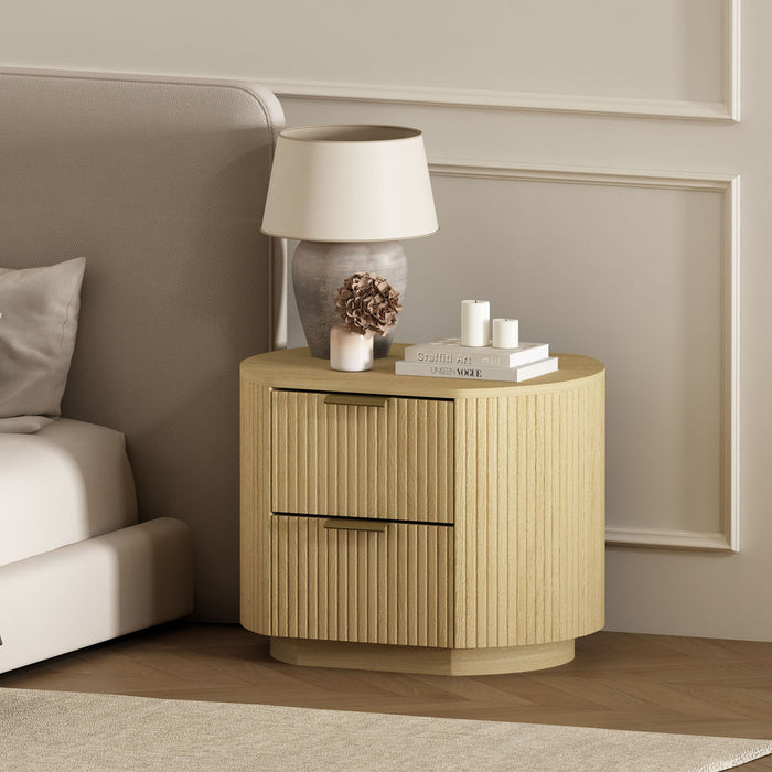 Table de nuit moderne Olivia 27\" en chene naturel (2 tiroirs)