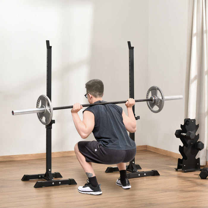 Soozier Adjustable Stable Power Squat Stand Portable 2 Bars Barbell Holder Weight Rack (black/grey)