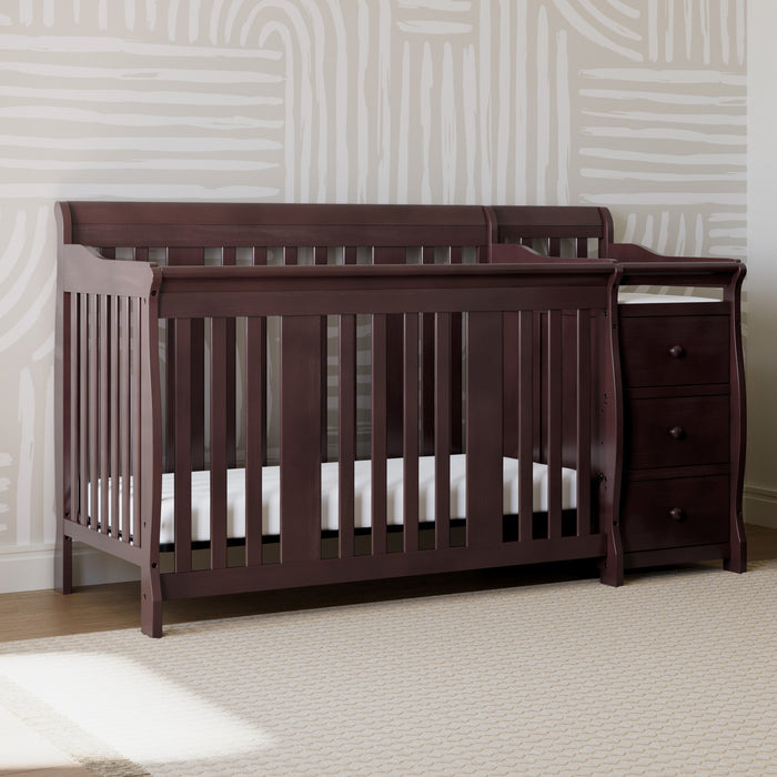 Storkcraft Portofino Lit de bebe convertible 4-en-1 avec table a langer - Espresso