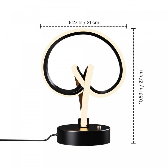 Lampe de table à DEL de 11 po noir mat à conception de boucle