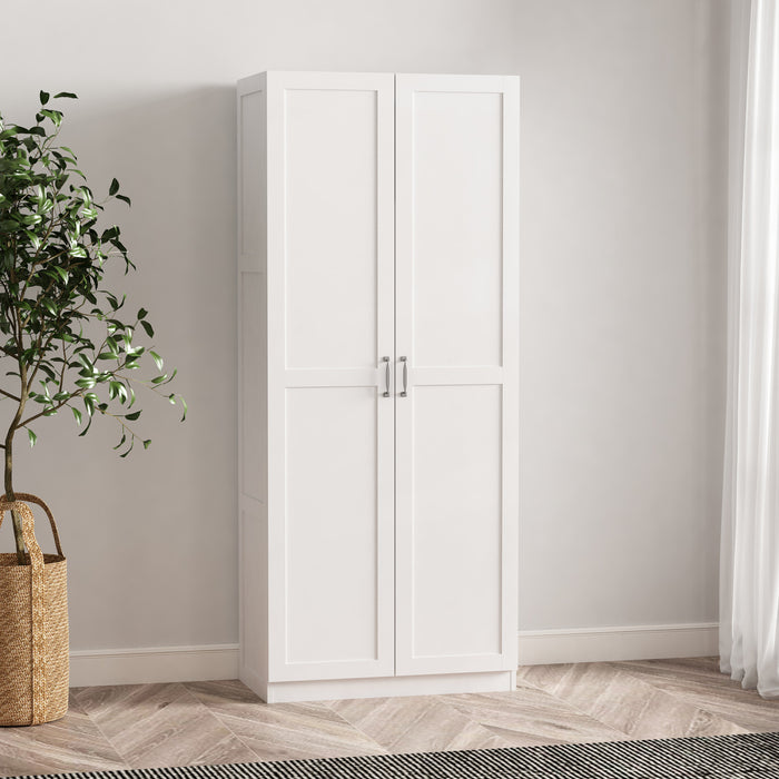 Armoire de rangement Cornelia Modern 30\" en blanc (4 etageres)