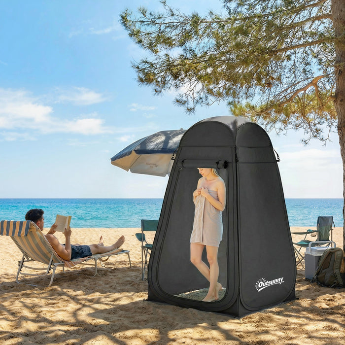 Outsunny Tente de Douche Pop-Up, Abri Prive pour Se Changer en Exterieur, Noir