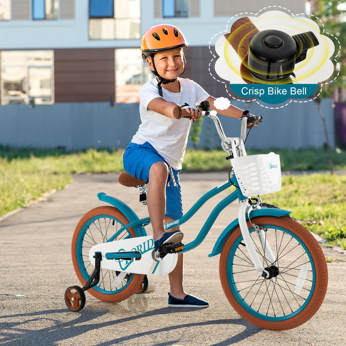 Costway 18\" Enfants Velo Tout-petit Velo Avec Roue D'entrainement Pour Fille De 4 A 8 Ans