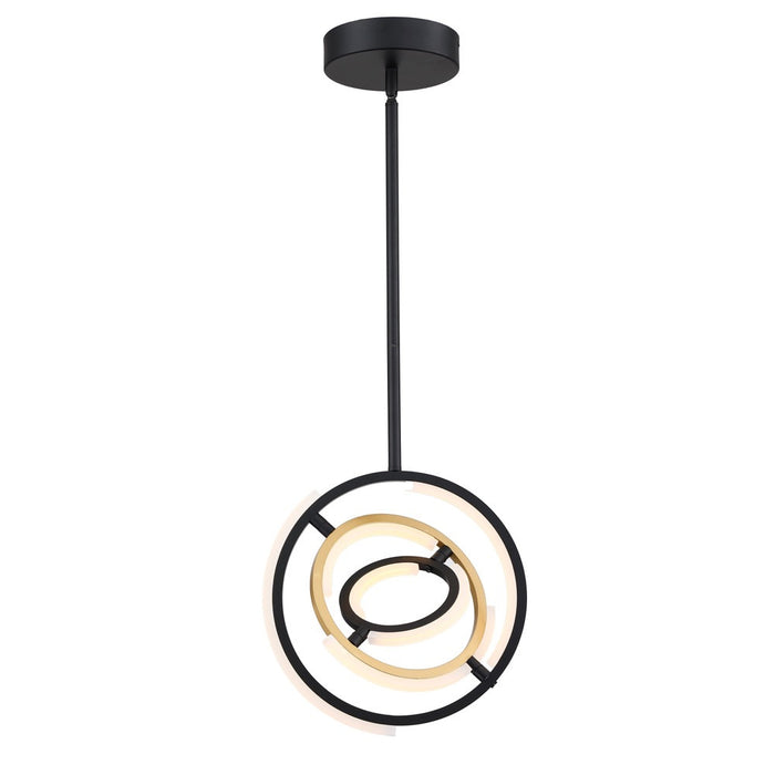 Luminaire suspendu de la collection Trilogy avec lumière à DEL intégrée de 13 po - noir et doré