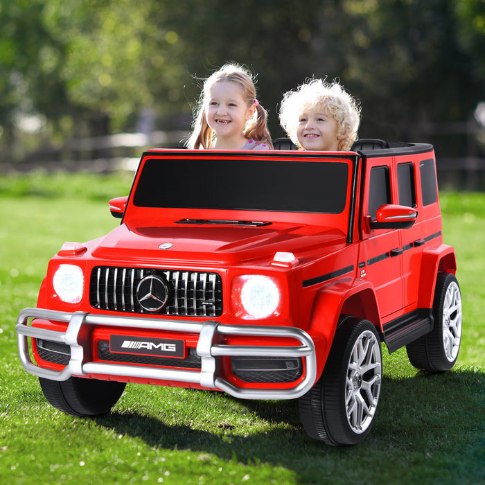 Costway 12v 2 Sieges Enfants Roulent Sur La Voiture Mercedes Benz G63 Sous Licence W / Telecommande Rouge