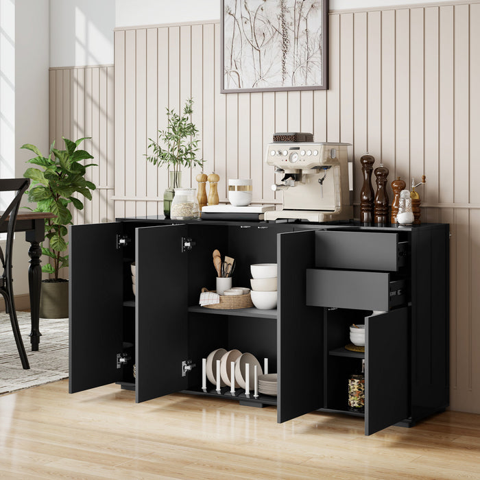 HOMCOM Buffet de Cuisine avec Tiroirs a Ouverture par Pression et Placards